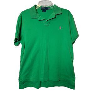 Polo by Ralph Lauren Green Polo Shirt Pink Embroidered Logo Casual Men’s Size M